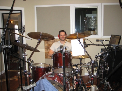 Ryan Hole behind the kit